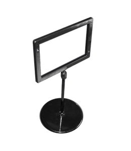 Hovedbilde skiltholder A7 horisontal p&aring; fot sort