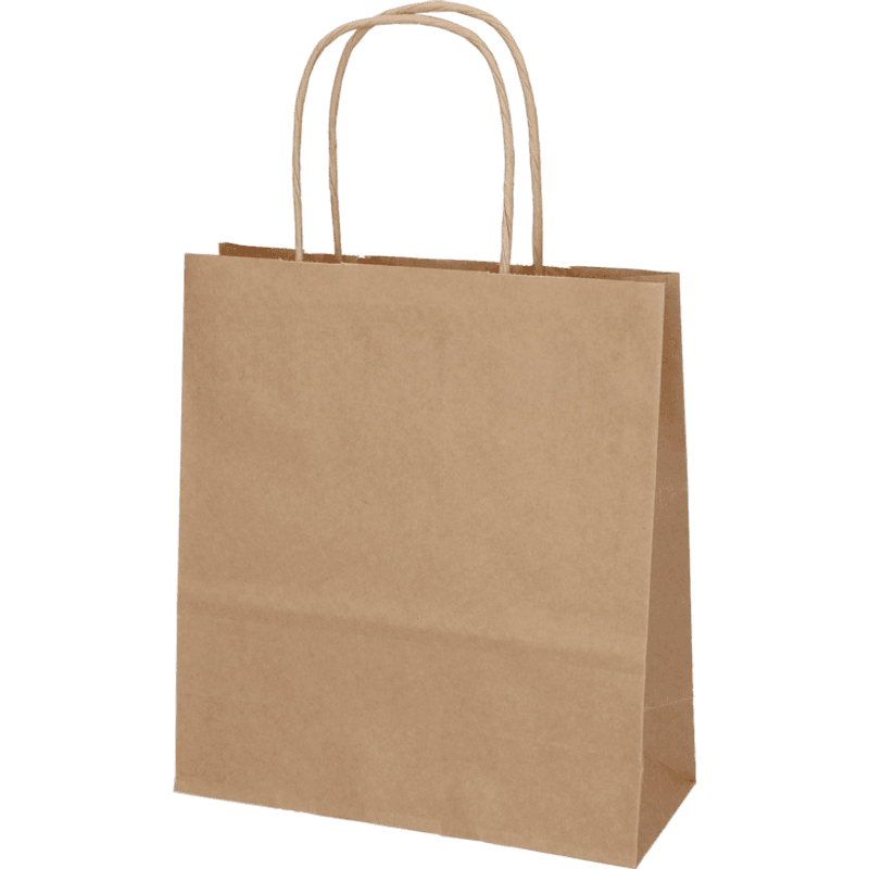 Papirpose brun  18x8x22 cm. 50 stk