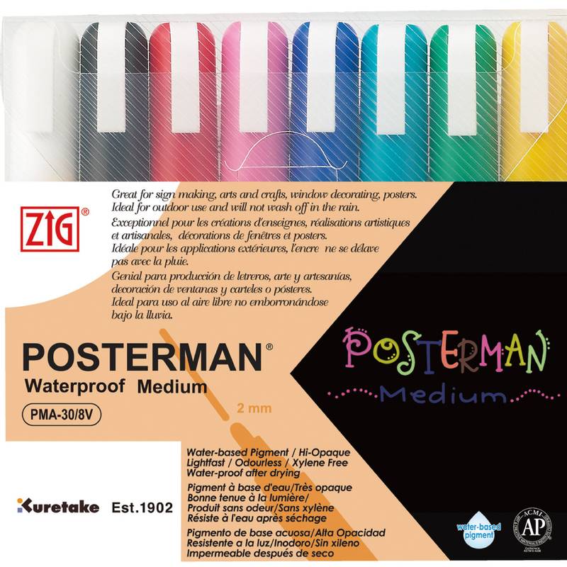 Posterman tusj 2mm 8 stk.