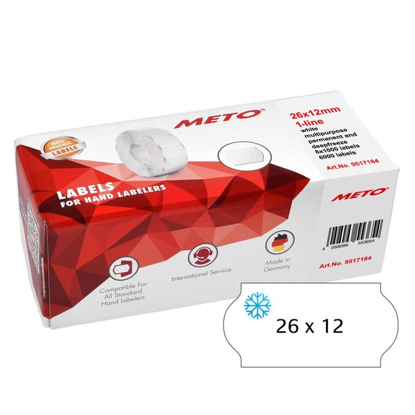 Meto etikett hvit 26x12 G5 fryselim 6 stk.