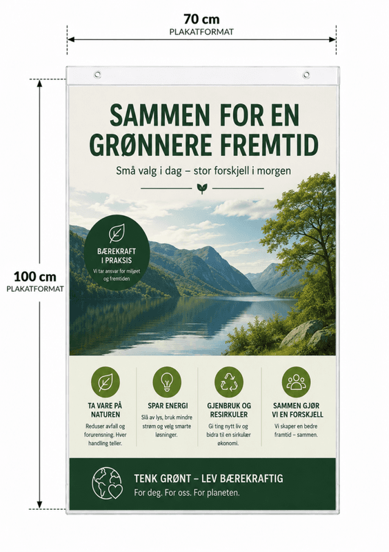 Plakatlomme 70 × 100 cm med maljer – antirefleks