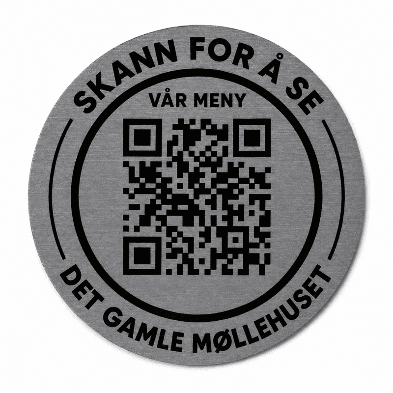 Plate med QR kode meny 50mm 10 stk.