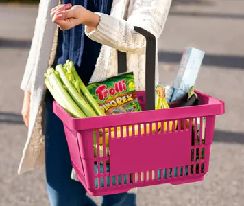 Handlekurv i plast 20 liter – Rosa 5 stk.