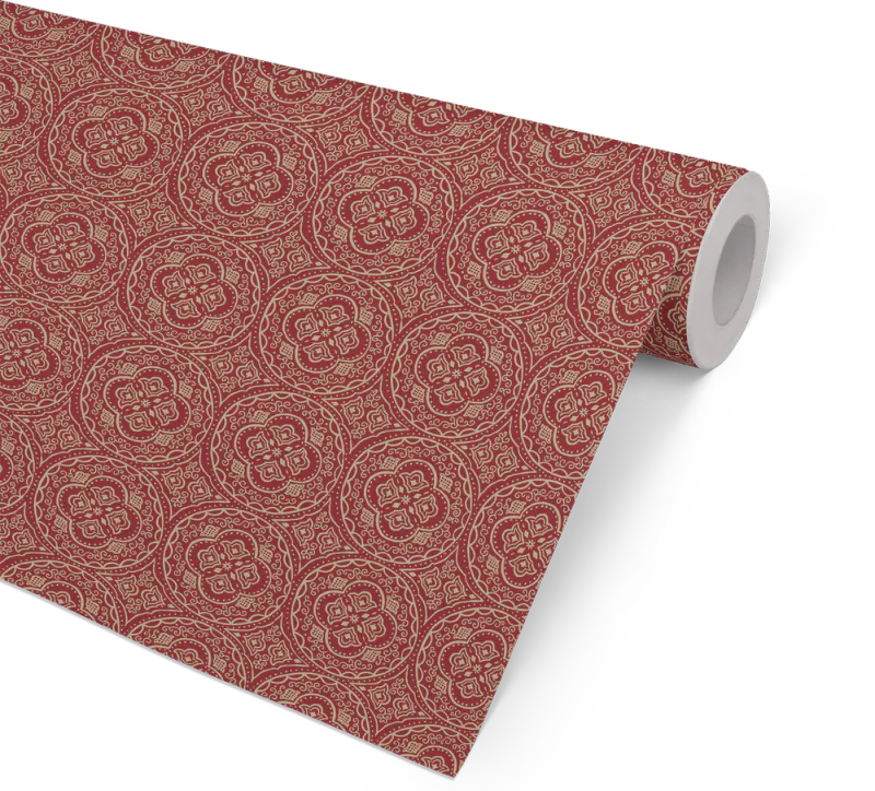 Gavepapir Orient vinrød og gull 57cm x 154m 80g FSC 