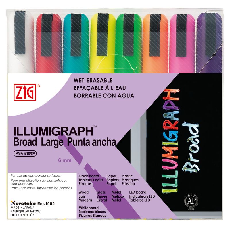 Illumigraph tusj 6mm assortert 8 stk