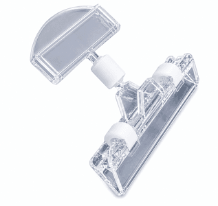Skiltklemme 80 mm med 50 mm skiltholder – transparent