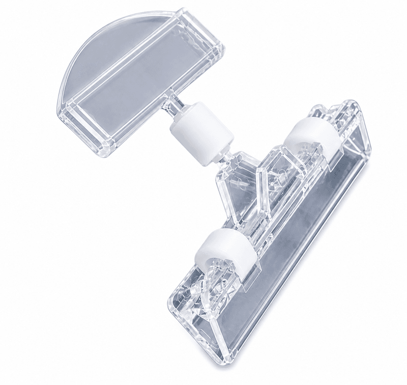 Skiltklemme 80 mm med 50 mm skiltholder – transparent