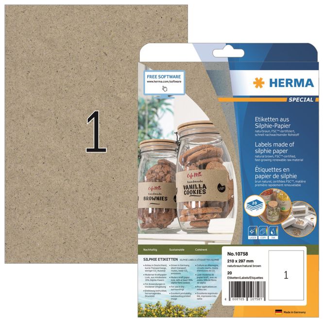 Hovedbilde Etikett 210x297 kraftpapir (20) Herma