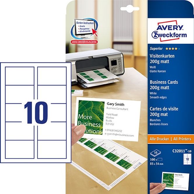 Hovedbilde Visittkort 85 x 54 mm – 100 stk.