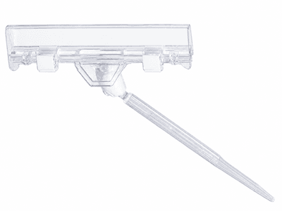 Delikatessepinne med 80 mm skiltklype – transparent