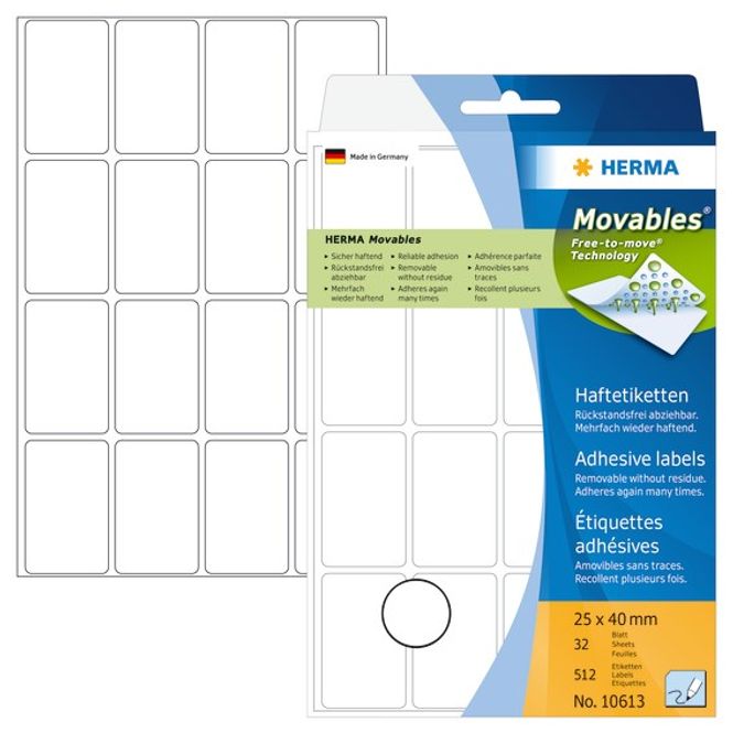 Hovedbilde Etiketter Movables 25x40mm Herma 512 stk.