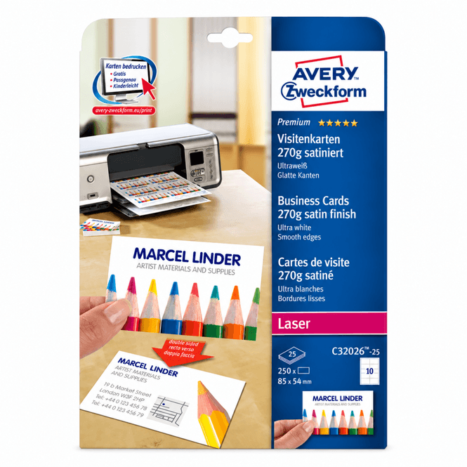Hovedbilde Visittkort 85 x 54 mm – 250 stk. premium