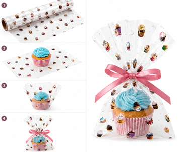 Cellofan på rull Cupcake 70cm x120m