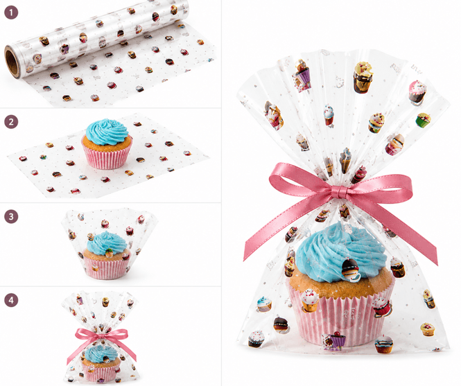 Hovedbilde Cellofan på rull Cupcake 70cm x120m