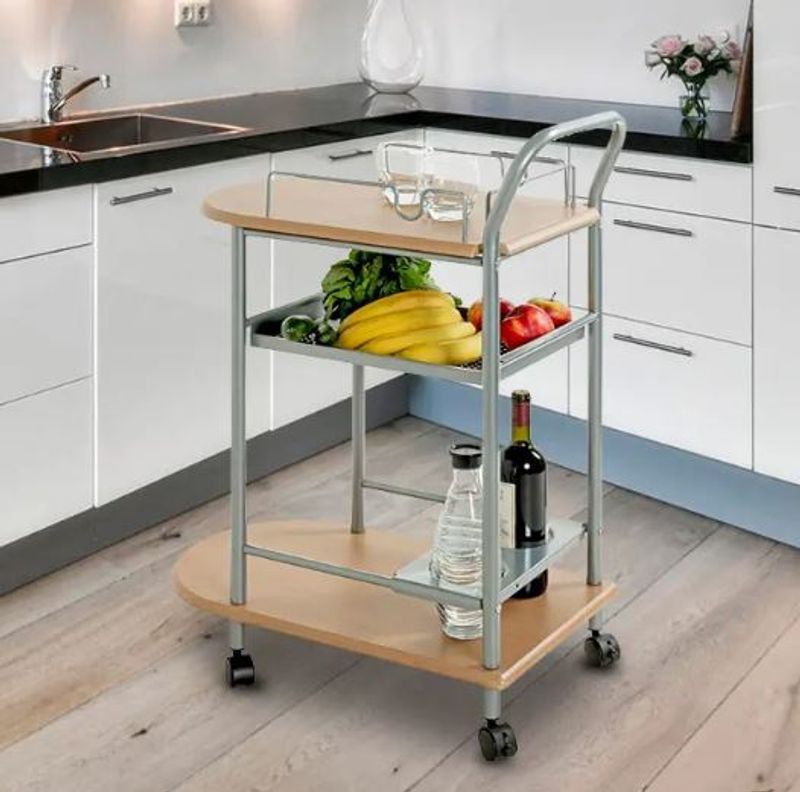 Serveringsvogn 3 hyller sølv