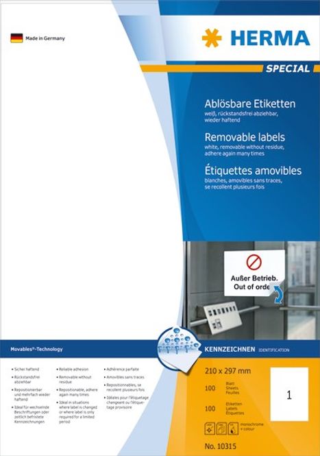 Hovedbilde Etiketter Movables 210x297 (A4) Herma 100 stk.