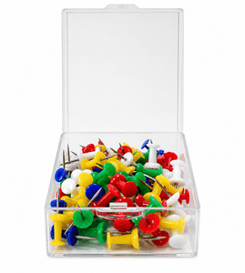 Kartnåler Push-Pin 20 mm – 100 stk assorterte farger