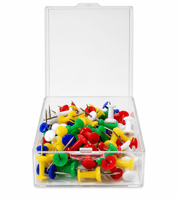 Kartnåler Push-Pin 20 mm – 100 stk assorterte farger