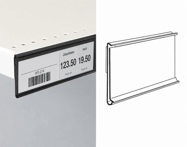 Hyllekantlist for plane underlag 39x885mm sort 50 stk.