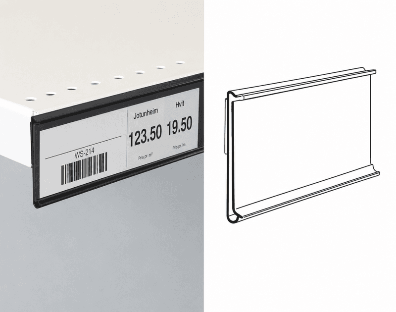 Hyllekantlist for plane underlag 39x885mm sort 50 stk.
